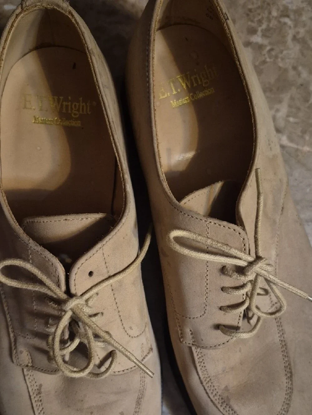 E.T. Wright Men's Beige Suede Derby Shoes